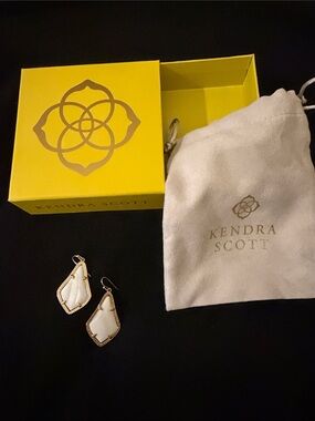 Kendra Scott Gold Trim White Drop Earrings